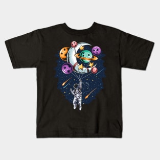 Astronaut Grab All Planets Kids T-Shirt